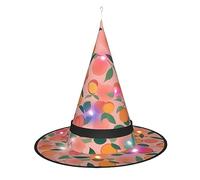 Kycvds Motif pêche rose sans couture : 1 chapeau de sorcière d'Halloween est décoré avec des lumières, qui décorent de grandes fournitures de fête d'Halloween.