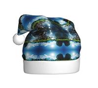 Kycvds Mountain Lake View Sunny Day Nature Santa Hat Holiday For Adults Unisex Velvet Comfort Extra Thick Hat For New Year