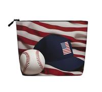 Kycvds Petit sac à cosmétiques avec drapeau américain et baseball, sac de rangement pour accessoires de voyage, boîte à cosmétiques, cadeau d'anniversaire, cadeau de Noël beau, Noir , Taille unique