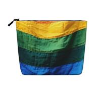 Kycvds Petit sac à cosmétiques avec drapeau arc-en-ciel sur le mur, sac de rangement pour accessoires de voyage, boîte à cosmétiques, cadeau d'anniversaire, cadeau de Noël beau, Noir , Taille unique