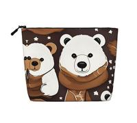 Kycvds Petit sac à cosmétiques avec ours marron et blanc - Sac de rangement pour accessoires de voyage - Boîte de rangement pour cosmétiques - Cadeau d'anniversaire ou de Noël, Noir , Taille unique