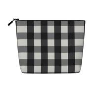 Kycvds Petit sac à cosmétiques noir et blanc à carreaux pour accessoires de voyage, sac de rangement, boîte cosmétique, cadeau d'anniversaire, cadeau de Noël beau, Noir , Taille unique