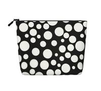 Kycvds Petit sac à cosmétiques noir et blanc à pois - Sac de rangement pour accessoires de voyage - Boîte de rangement - Cadeau d'anniversaire ou de Noël, Noir , Taille unique