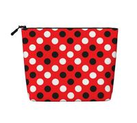 Kycvds Petit sac à maquillage rouge à pois blancs pour accessoires de voyage, sac de rangement, boîte à cosmétiques, cadeau d'anniversaire, cadeau de Noël beau, Noir , Taille unique