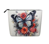 Kycvds Petite trousse à maquillage avec fleur et papillon - Accessoires de voyage - Boîte de rangement - Cadeau d'anniversaire ou de Noël, Noir , Taille unique