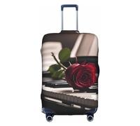 Kycvds Red Rose On Piano Le couvercle du coffre est adapté pour les bagages de 18 à 32 pouces. Couvercle de coffre personnalisé., blanc, moyen