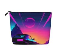 Kycvds Retrowave Petite trousse de maquillage pour accessoires de voyage Sac de rangement Boîte à cosmétiques Cadeau d'anniversaire Cadeau de Noël Beau, Noir , Taille unique