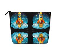 Kycvds Rocket Clipart Space Ship Small Cosmetic Bag Travel Accessories Storage Bag Cosmetic Box Birthday Gift Christmas Gift Beautiful, Noir , Taille unique