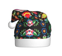 Kycvds Sugar And Skulls And Flowers Santa Hat Holiday for Adults Unisex Velvet Comfort Extra Thick Hat For New Year