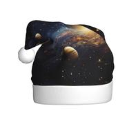 Kycvds The Solar System Chapeau de Père Noël pour adultes Unisexe Velours Confort Extra épais Chapeau pour le Nouvel An