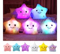 Kyduu étoiles Oreiller, Coussin Lumineux LED en Forme d'étoile en Peluche Douce, Coussin décoratif 3D Enfant Moelleux en Super Doux, Coussins Peluche pour Enfants (Blanc)