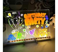 Kyduu Tableau effaçable à sec en acrylique avec support lumineux, Tableau acrylique effaçable à LED tableau blanc transparent avec veilleuse,avec stylo en 7 couleurs (30 cm x 20 cm)