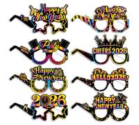 KyeeaDIY 24 Paires Lunettes Nouvel An 2026 Loups et lunettes de fête Couleur Anniversaire Décorations de Fête Lunette en Papier Nouveau Party Accessories Cadeaux