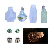KyeeaDIY 2Pcs Moules en Silicone pour Ampoule LED et 2Pcs Capuchons 2Pcs Bases de Puce, Ampoule résine Moisissures LED Lampe de Résine époxy Kit Light Bulb Molds for Resin (Shape05&06)