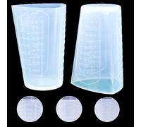 KyeeaDIY 2Pcs Transparent Tasse à Mesurer en Silicone Squeeze et Verser DIY Résine Colle Silicone Measuring Cups Fabrication de Bijoux Triangle Résine Epoxy Tasse à Mesurer (250ml)