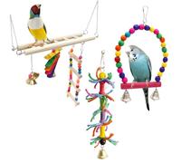 KyeeaDIY Jouets pour Oiseaux Jouets pour Perruches, Jouet à Mâcher Suspendu et Debout, Échelle d'escalade pour Oiseaux Jouets Oiseaux Decoratifs pour Perruches, Conures, Amours(3)