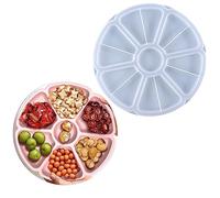 KyeeaDIY Moules en Silicone pour Résine Moulle Resine Epoxy Plateau Forme de Fleur, Moule de Plateau Fruits Rond Tray Resin Mold pour DIY Faire Plateaux Agate Artificielle (Moule à plateau)