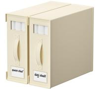 KYEVIS Lot de 2 boîtes de rangement pour draps de lit avec poignée et fenêtre transparente, organiseur de literie pliable pour literie, vêtements, couvertures, beige