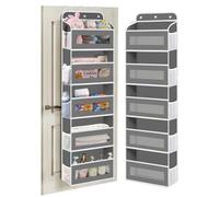 KYEVIS Lot de 2 organiseurs suspendus pour porte avec 5 compartiments, fenêtre transparente, organiseur de porte pliable pour salle de bain, chambre à coucher, cuisine, dortoir (gris foncé, 2 pièces)