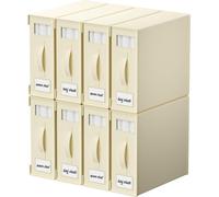 KYEVIS Lot de 8 boîtes de rangement pour draps de lit avec poignée et fenêtre transparente, organiseur pliable pour vêtements, couvertures, beige