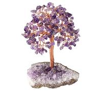 KYEYGWO Améthyste Arbre en Cristal de Reiki sur Base de Pièce Brute d'Améthyste Naturelle, Arbre d'argent en Pierre, Ornement Feng Shui, Décoration de la Maison pour la Chance, la Richesse