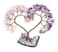 KYEYGWO Améthyste, Quartz Rose Arbre de Cristal Reiki sur Base d'Améthyste Brute, Arbre d'argent en Pierre en Forme de Coeur, Ornement Feng Shui, Décoration Porte-Bonheur, Figurines de Bonsaï