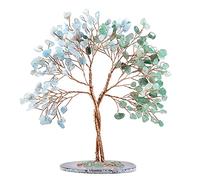 KYEYGWO Arbre Concentrique sur Base de Tranche d'agate, Arbre d'argent en Cristal Fait à la Main, Ornement d'amour, Décoration de Bonsaï Feng Shui, Arbre de Fortune en Pierre
