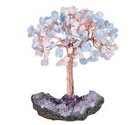 KYEYGWO Arbre en Cristal de Reiki sur Base de Pièce Brute d'Améthyste Naturelle, Arbre d'argent en Pierre, Ornement Feng Shui, Décoration de la Maison pour la Chance, la Richesse