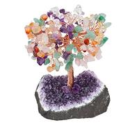 KYEYGWO Arbre en Cristal de Reiki sur Base de Pièce Brute d'Améthyste Naturelle, Arbre d'argent en Pierre, Ornement Feng Shui, Décoration de la Maison pour la Chance, la Richesse