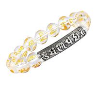 KYEYGWO Bouddhistes Perles Reiki Élastique Bracelet en Pierre Cristal Naturelle Précieuse pour Unisexe, Méditation Chakra Protection Bracelet Gravé en Six Mots de Mantra 8,7"