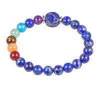 KYEYGWO Élastique Reiki 7 Chakras Bracelet en Pierre Cristal, Rondes Bouddhistes Perles d'Energie Protection Bracelet pour Femme et Homme avec Arbre de Vie 7", Lapis Lazuli/7 Chakra