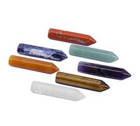 KYEYGWO Ensemble de 7 Chakras Pierre Guérison Colonne Hexagonale en Pierre de Cristal Résine, Prisme Baguette Point d'Énergie pour Reiki Chakra Collection Décoration Méditation