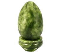 KYEYGWO Figurine d'Œuf Decoratif en Pierre Nauturelle Semi-précieuse avec Support, Pierre Lithotherapie pour Reiki Chakra Balancing Méditation Collection Décoration de Maison, Xinyi Jade