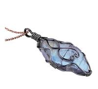 KYEYGWO Fil Encerclé Pierre Naturelle Chakra Collier en Labradorite pour Femme et Homme, Unisexe Irrégulier Pendentif en Pierre avec Chaîne, 19.7"