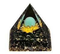 KYEYGWO Générateur de Pyramide d’orgone avec Sphère de Cristal d’améthyste et Base de Lotus, Décoration d’orgonite en Pierre d’obsidan noire d’énergie, Méditation et équilibrage, Aventurine verte