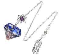 KYEYGWO Lapis Lazuli Reiki Pendule Résine Forme de Diamant, Capteur Rêves et étoile de David, Cristal Vintage Pendule en Pierre pour Radiesthésie Hypnose Amulette Chanceuse
