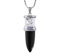 KYEYGWO Obsidienne Pendentif Cartouche Unisexe avec Pierre Roulée, Collier à Pointe de Cristal Reiki, Bijoux en Pierres Précieuses pour Pendule, Amulette et Méditation