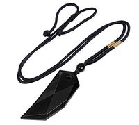 KYEYGWO Obsidienne Pendentif Pointu en Cristal Reiki avec Corde en Nylon Réglable, Pendentif dent de Loup en Pierre Collier Amulette de Pierres Précieuses pour Femmes et Hommes