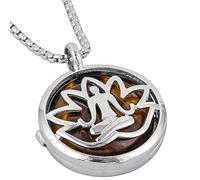KYEYGWO Oeil de Tigre, Reiki Yoga Collier pour Femmes et Hommes, Protection Pendendif Rond en Pierre Naturelle de Guérison avec Chaîne, 20"