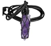 KYEYGWO Pendentif Cristal Hexagonal Chaîne pendentif, Reiki Chakra Pierre Pendule Bijoux Avec Corde Cire Réglable pour les Hommes et les Femmes, Améthyste