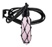 KYEYGWO Pendentif Cristal Hexagonal Chaîne pendentif, Reiki Chakra Pierre Pendule Bijoux Avec Corde Cire Réglable pour les Hommes et les Femmes, Quartz Rose