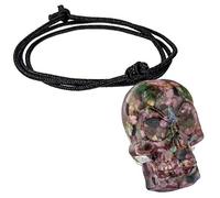 KYEYGWO Pendentif de Crâne de Cristal Unisexe avec Corde en Nylon Réglable, Collier de Crâne de Pierre Tombée Tête Fantôme Pendentif Chaîne de Pierres Précieuses Bijoux Gothiques Pour Roches Punk