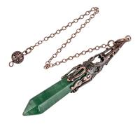 KYEYGWO Pendule de Aventurine Verte Conique Divination, Guérison Pierre Reiki Radiant énergie Vintage Cuivre