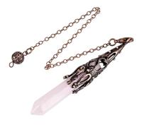 KYEYGWO Pendule de Quartz Rose Conique Divination, Guérison Pierre Reiki Radiant énergie Vintage Cuivre