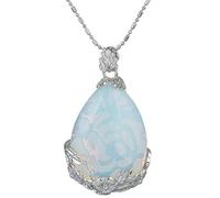 KYEYGWO Protection Collier Pendentif en Pierre Semi-Precieuse avec Chaîne, Forme Goutte d'eau Collier pour Femmes et Hommes, 22.8", Opalite