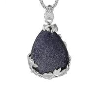 KYEYGWO Protection Collier Pendentif en Pierre Semi-Precieuse avec Chaîne, Forme Goutte d'eau Collier pour Femmes et Hommes, 22.8", Blue Sand