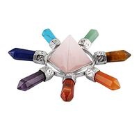 KYEYGWO Quart Rose Cône, Énergie Pyramide Spirituelle Décorative avec 7 Chakra Pierre Hexagonal Piontu pour Décoration Guérison Reiki Médation
