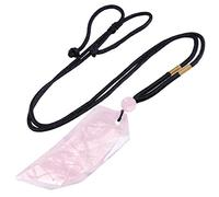 KYEYGWO Quartz Rose Pendentif Pointu en Cristal Reiki avec Corde en Nylon Réglable, Pendentif dent de Loup en Pierre Collier Amulette de Pierres Précieuses pour Femmes et Hommes