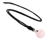 KYEYGWO Quartz Rose Perle Ronde Pendentif Collier en Pierre Naturelle Brute, Cristal Semi-Précieuse d'Énergie avec Réglable Cord pour Femme et Homme 14"