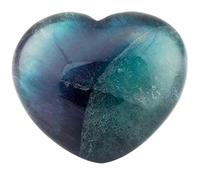 KYEYGWO Reiki Cristal Cœur en Pierre de Guérison, Décoration Cœur d'Amour pour Méditation Équilibre du Chakra, Fluriote Violete Verte, 1 Pcs